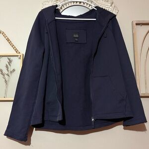Eileen Fisher Dark Blue Hooded Zip Up Jacket